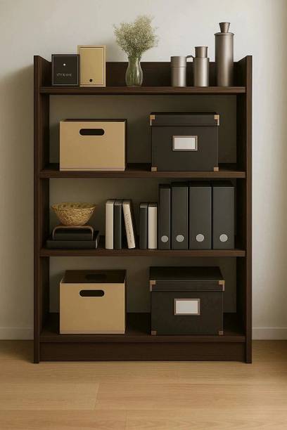 EW Wooden Large 4-Tier Open Bookshelf Rack Showcase Organizer for Living Study Room Engineered Wood Open Book Shelf