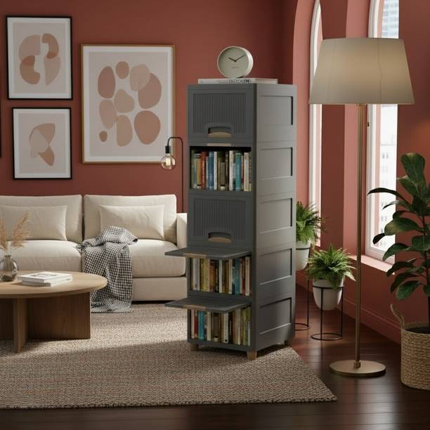 GROTHEORY Space Efficient Multi-Layer Storage Cabinet for Home Plastic Close Book Shelf