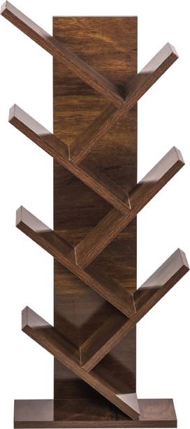 YESMOM 7-Tier Tree Shaped Wooden Book Rack Space Saving Corner Shelf for Home Engineered Wood Open Book Shelf