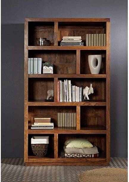 Krishna Wood Decor Sheesham Solid Wood Book Shelf Wooden | Bookshelf For Home Library | Solid Wood Semi-Open Book Shelf