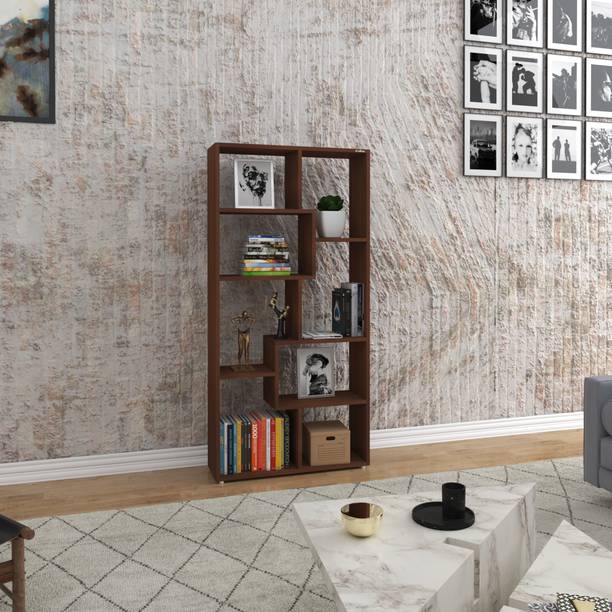 Anikaa Enterprises Petra Engineered Wood Bookshelf/ Book Cabinet/ Book Rack, 9 Shelves (Walnut) Engineered Wood Open Book Shelf