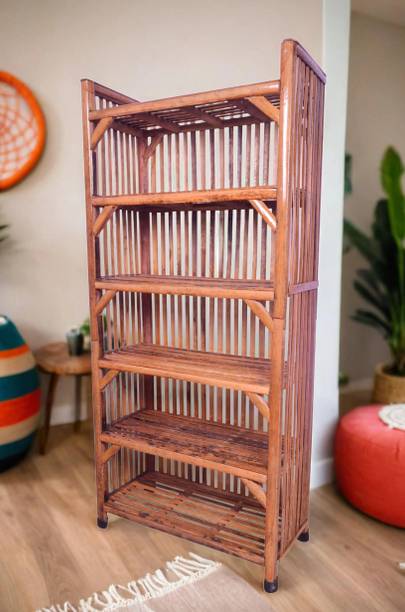EVRA Wooden, Cane Book Shelf multipurpose shoe Rack for Home Kitchen ,Office Files Engineered Wood Semi-Open Book Shelf