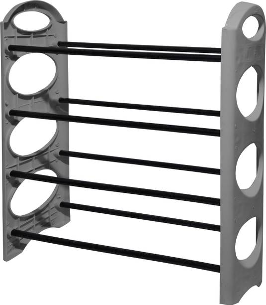 ROBMOB 4 Layer Grey Shoe Rack for Home Shoe Storage Organizer Plastic Shoe Stand
