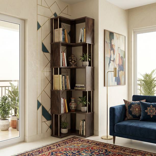 Studio Kook Vista Corner Bookshelf Engineered Wood Open Book Shelf