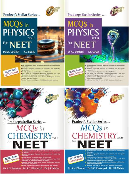 Pradeep's Stellar Series MCQs in (PHYSICS + CHEMISTRY) for NEET: Vol. 1 & 2  - -