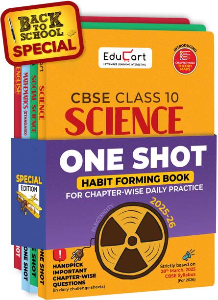 Educart One-shot CBSE Class 10 Question Bank 2025-26 Bundle - Science, Mathematics, Social Science and English on New Syllabus 2026 (Strictly for Boards Exam)