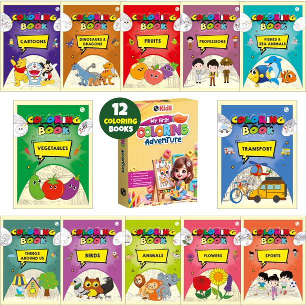 Coloring Books Set of 12 Books l Fun Activity for Children Ages 1 to 5 Years