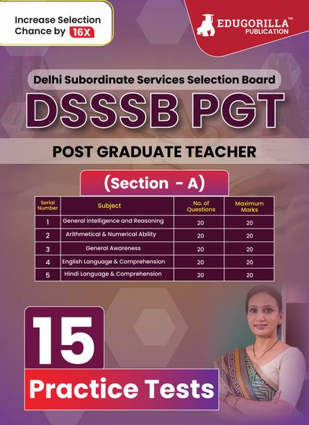 DSSSB PGT Book 2023  - General Awareness, Reasoning, Arithmetical & Numerical Ability, English and Hindi | 15 Practice Tests with Free Access To Online Tests