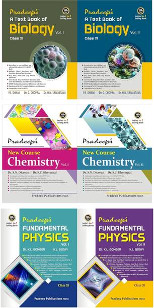 COMBO OF 3 (Pradeep’s A Text Book of Biology + New Course Chemistry + Fundamental physics for Class 11 (Vol. 1 & 2) - Examination 2024/25