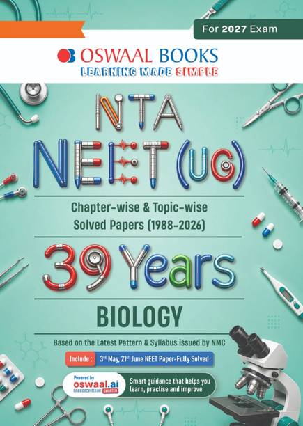 NEET 39 Years Chapter-wise & Topic-wise Question Bank-Physics, Chemistry And Biology (Set of 3 Books) (1988-2026) |3rd May and 21 June 2026 Paper Fully Solved | with Revision Notes | Oswaal AI