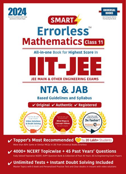 Smart Errorless Maths JEE(Main and Advanced) Class 11 (2024) - NCERT Based | 6000+ NCERT & New Pattern Questions | 45 Past Years Papers | Free E-Book, Mind-maps & App