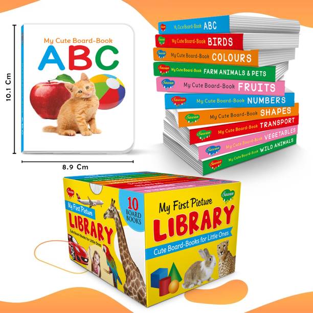 Gift Set For Kids Picture Library Box : Early Learning Picture Book Collections, Essential Board Book, Box Set Of 10 Board Books (Board book, Sawan)