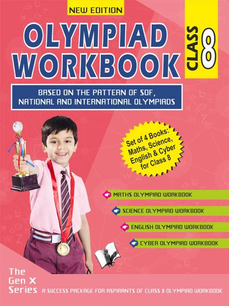 Olympiad Workbook Maths, Science, English and Cyber Calss 8 (Set of 4 Books)