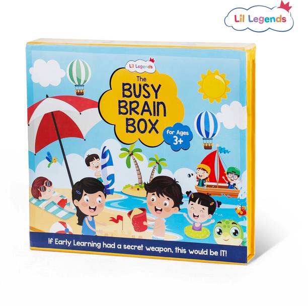 Oswaal Lil Legends Busy Brain Box for Kids Age 3+ | 11-in-1 Learning Kit with Sticker Books, Colouring, Moral Stories, Pencil Control & Activity Books | Early Learning Gift Set