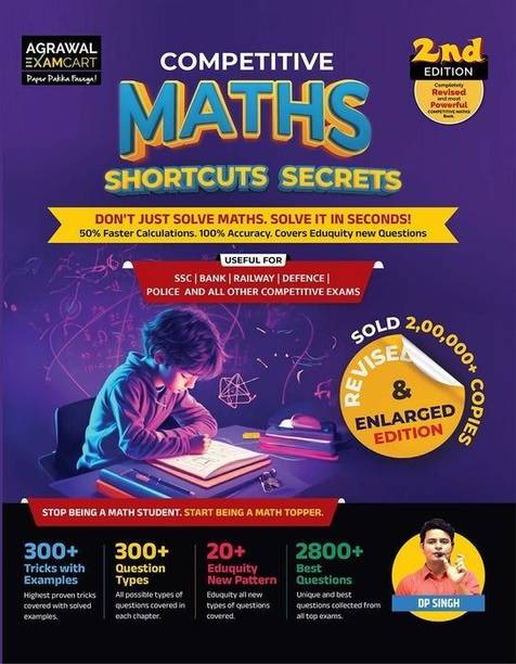 Examcart Maths Shortcuts Secrets Book by DP Singh for All Competitive Exams 2026 | Short Tricks & Concept with Solved Examples | NRA CET, SSC, Banking, Railway, Defence, Police (English Medium)