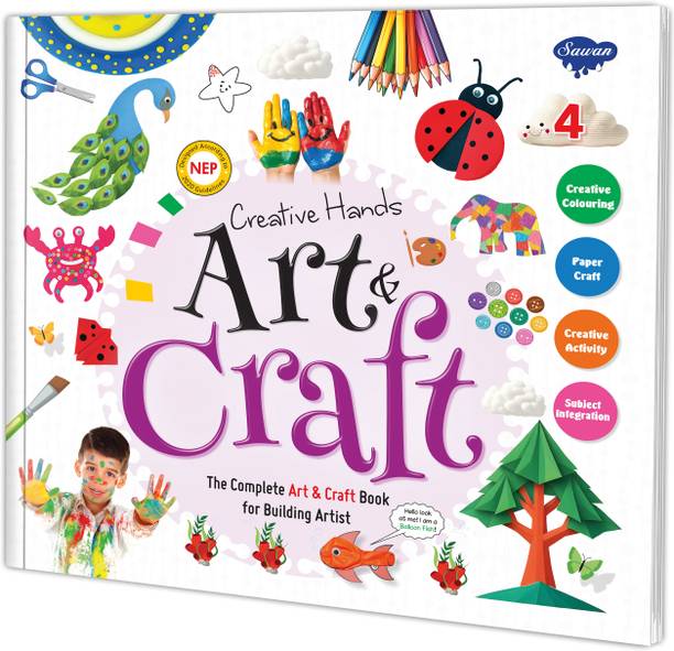 Creative Hands ART and CRAFT -4 (Includes Material Kit) : kids activity book, Educational craft book, Early learning activities for children