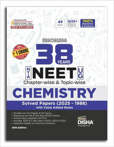Disha Errorless 38 Years NTA NEET (UG) Chapter-wise & Topic-wise Chemistry PYQ (2025 - 1988) Book 20th Edition | Solved Papers | New NCERT Syllabus | Errorless Chemistry NEET 2026 | Value Added Notes