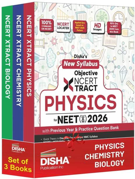 Disha New Syllabus Objective NCERT Xtract Physics, Chemistry & Mathematics for NEET 2026 with Question Bank | Theory, NCERT MCQs, Tips on your Fingertips, Neet PYQs, 3 Mock Tests | 10th edition