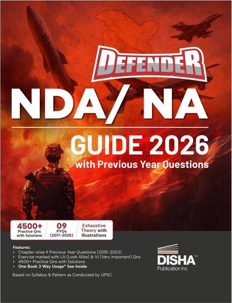 Disha DEFENDER NDA/ NA Guide 2026 with Previous Year Questions | Study Package for Mathematics & General Ability Test (GAT) - English, General Knowledge & Science