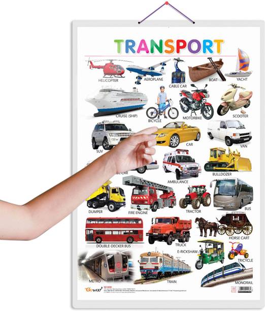 Transport Early Learning Educational Chart for Kids :- Engaging Vehicle Learning Poster for Nursery Students, Simple Visual Learning Chart for Home and Classroom Education Paper Print