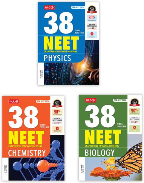 MTG 38 Years NEET Previous Year Solved Question Papers Physics, Chemistry & Biology PYQs Chapterwise Topicwise Solutions For 2025-2026 Exam (Set of 3 Books) | Get Free access of Video Solutions & Smart Book