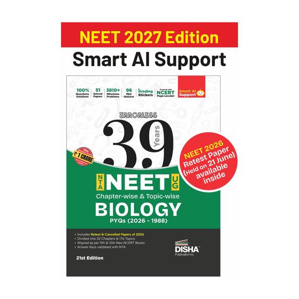 Disha 39 Years Biology Chapterwise NEET PYQ Book| NEET Previous Year Solved Papers (2026-1988) | NEET Books 2027