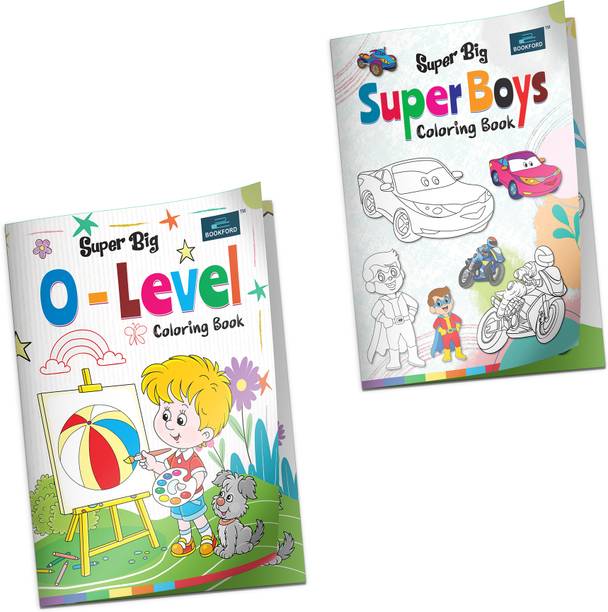 Super Big Coloring Book - O Level and Super Boys For Kids (Set of 2)