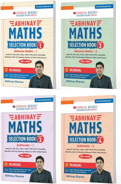 Abhinay Maths Selection Book–Vol.1, Vol.2, Vol. 3 & Vol. 4 (Set of 4 Books) Bilingual Workbook for SSC & All Govt Exam | Concept Based Questions with Video Solutions (For Latest Exam)