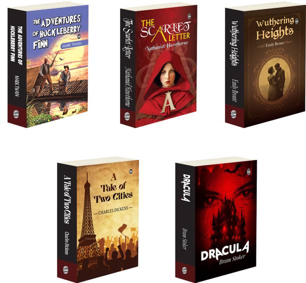 Timeless Classics : A Tale of Two Cities, Dracula, Wuthering Heights, The Scarlet Letter and The Adventures of Huckleberry Finn - Must-Read English Novel, All time best Novel | Combo of 5 Novels