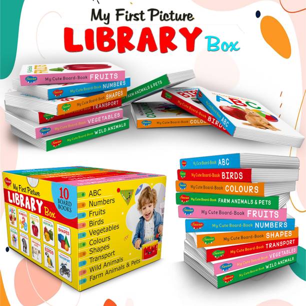 Essential Board Book Of All In One Box Set : My First Picture Library Box, Educational picture books for toddlers, Collection of 10 board books (Board book, Sawan)