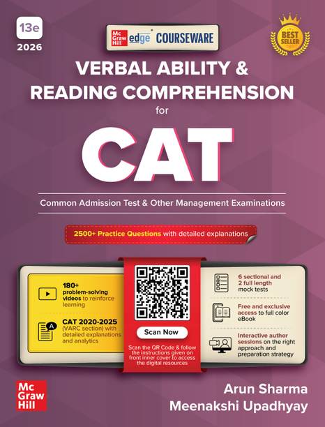 Courseware on Verbal Ability & Reading Comprehension, 13e for CAT 2026 by Arun Sharma 2500+ Solved Practice Questions 170+ Problem-solving Author Videos Solved PYQs (2020-25) 6 Sectional Tests