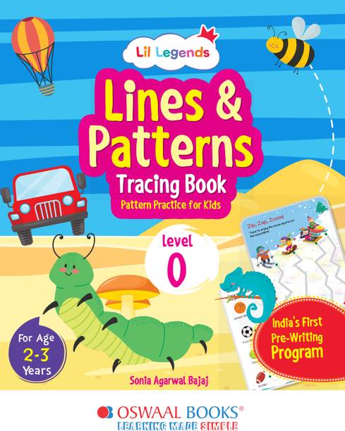 Oswaal Lil Legends Lines & Patterns Tracing Book for Kids | Level 0 Pre-Writing Practice to Build Pencil Control & Fine Motor Skills | Ideal for Ages 2-3 Years | Early Learning Activity Book