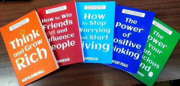 THINK AND GROW RICH,
HOW TO WIN FRIENDS AND INFLUENCE PEOPLE,
HOW TO STOP WORRYING AND START LIVING,
THE POWER OF POSITIVE THINKING,
THE POWER OF YOUR SUBCONSCIOUS MIND.
