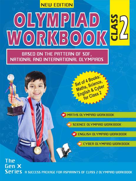 Olympiad Workbook Maths, Science, English and Cyber Calss 2 (Set of 4 Books)