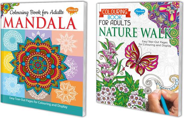 Mandala and Nature Walk adult colouring book for kids : Mandala colouring book, Adult colouring books, Calming colouring book | Pack of 2 colouring book for kids.