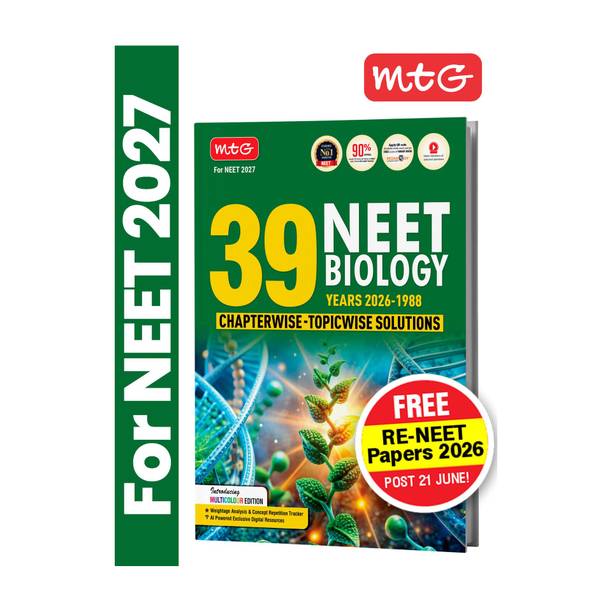 MTG NEET PYQ 39 Years Biology Book For 2026-2027 Exam | Chapterwise Topicwise Solved Question Papers