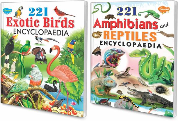 Set Of 2 Encylopedia |221 Exotic Birds Encylopedia And 221Amphibian And Reptiles