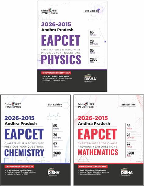 Disha 2026 - 2015 Andhra EAPCET Chapter-wise & Topic-wise Physics, Chemistry & Mathematics Previous Year Solved Papers with Concept Maps 5th Edition| 7000+ PYQs PCM Question Bank for 2026 Exams