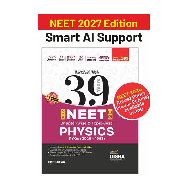 Disha 39 Years Physics Chapterwise NEET PYQ Book| NEET Previous Year Solved Papers (2026-1988) | NEET Books 2027