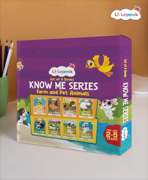 Lil Legend Set of 8 Books, Know Me Series Farm and Pet Animals | Gift Box Set for Kids | Sheep, Horse, Hen, Duck, Rabbit, Dog, Cow, Cat | Picture Stories | Ages 2-5