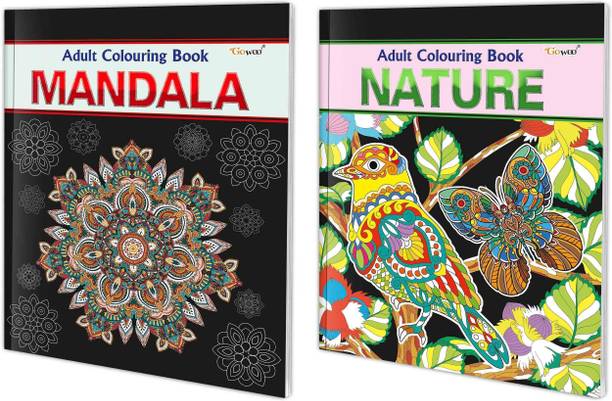 Mandala and Nature Adult Colouring Books : Relaxing Art Coloring Book, Creative Art Therapy Book, Coloring Book for Adults, Coloring for Relaxation | Pack of 2 Adult colouring books