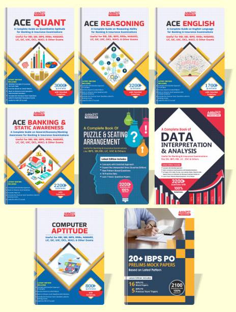 Study Package For IBPS/ SBI/ RRB / RBI Bank Clerk / Po Prelims & Mains & All Banking Exams Set of 8 Books (English Printed Edition) By Adda247
