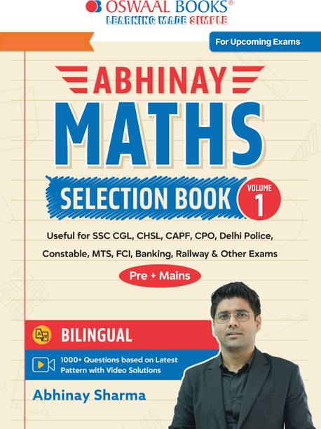 Abhinay Maths Selection Book – Vol. 1 Bilingual Workbook for SSC CGL, CHSL, CAPF & All Govt Exams Concept Based Qs with Video Solutions | Geometry, Mensuration, Coordinate Geometry (For Latest Exam).
