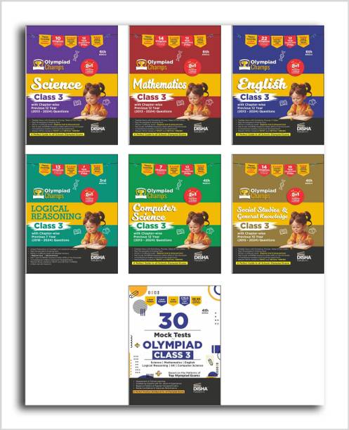 Combo Class 3 (set of 7 books) Olympiad Champs Science, Mathematics, English, Logical Reasoning, Computer Science (Cyber) & GK with Previous Year Questions & 30 Mock Tests 4th Edition