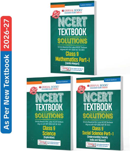 CBSE NCERT Class 9 Textbook Solutions Mathematics Part-1 (Ganita Manjari), Science (Exploration) & Social Science (Latest NCERT) Set of 3 Books | Revision Notes, Mind Maps, Solved Intext