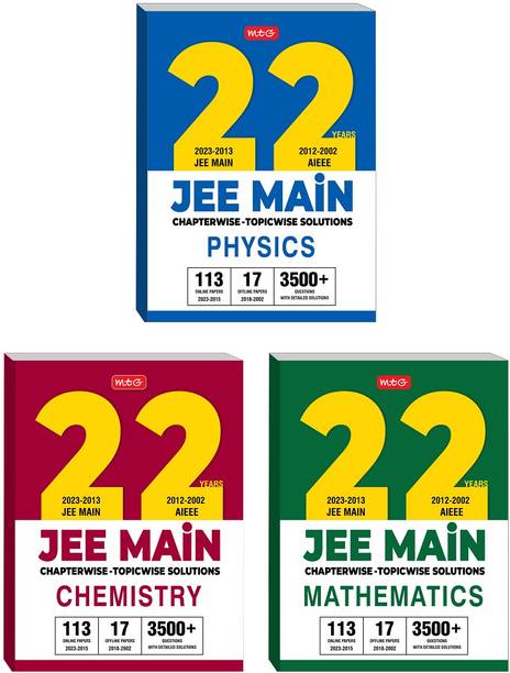 MTG 22 Years JEE MAIN Previous Years Solved Question Papers with Chapterwise Topicwise Solutions Physics, Chemistry & Mathematics - JEE Main PYQ Books For 2024 Exam (Set of 3 Books)