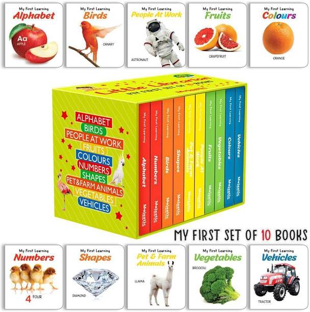 Majestic My First Library - boxset of 10 board books to Develop Basic Concepts for Little Scholars. Well-Researched Pictures Ensure Faster Development of a Child's Vocabulary. (English, Hardcover, unknown)  - First Mini Library of 10 Board Books to Develop Basic Concepts for Little Scholars. Well-Researched Pictures Ensure Faster Development of a Child's Vocabulary.