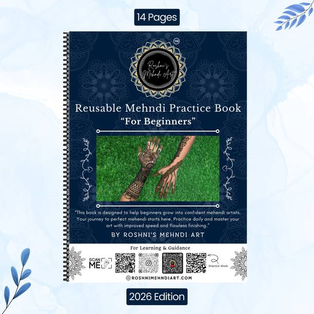 Henna Reusable Mehndi Practice Book - "For Beginners" ( 14 Pages )