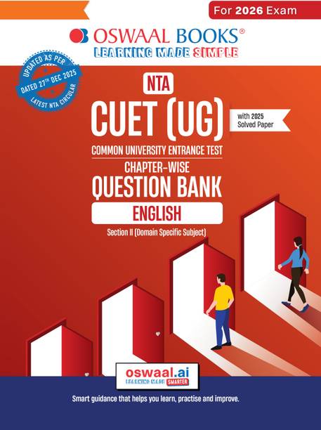 Oswaal NTA CUET (UG) Chapter-wise Question Bank English For 2026 Exam (as per latest 27 Dec., notification) | PYQs & 500+ NCERT aligned MCQs |With Oswaal AI