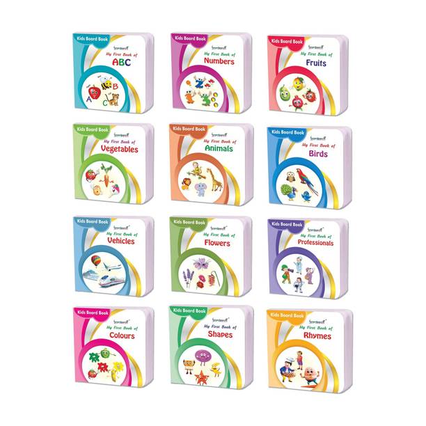 My First Library Box-Set of 12 Preschool Board Books For Kids Early Learning - Non tearable Water Proof Board Book with 12 Disc